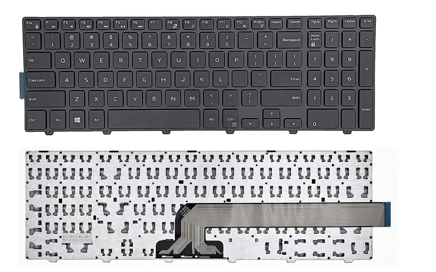 Laptop Keyboard Compatible for Dell In 3551 3552 3559 3565 3567 3551 3558 5566 Without Backlite , Wired, Black