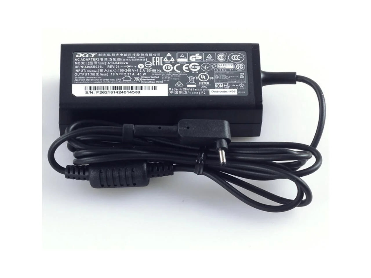 Original 45W Acer Aspire 3 A315-31-P5M0, 19V 2.37A 3.0mm*1.0mm Pin Laptop Charger AC Adapter
