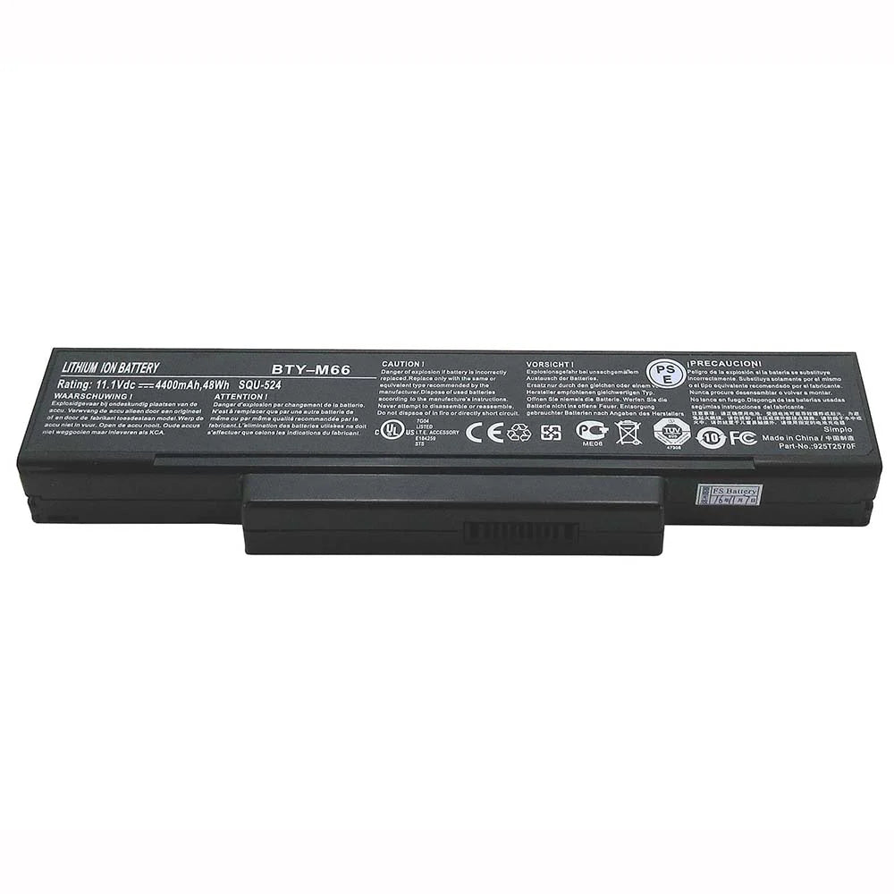 BTY-M66 MSI CLEVO Advent 5401,Advent 7093,Advent 7107,Advent 7111,Advent 8315,ERC430 Laptop Battery
