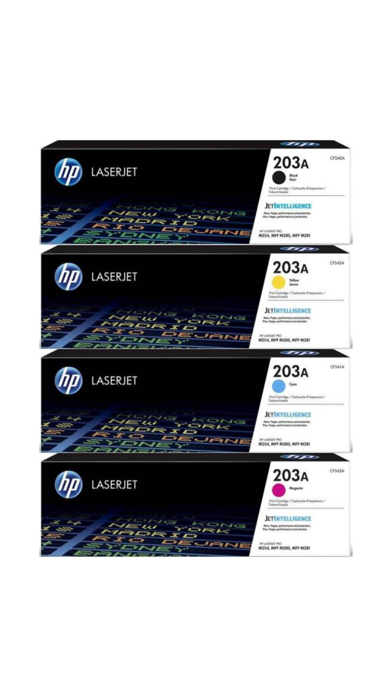 HP 203A Toner Cartridge Multipack (B/C/M/Y), HP Laser Jet Pro MFP M281fdw toner CF540A