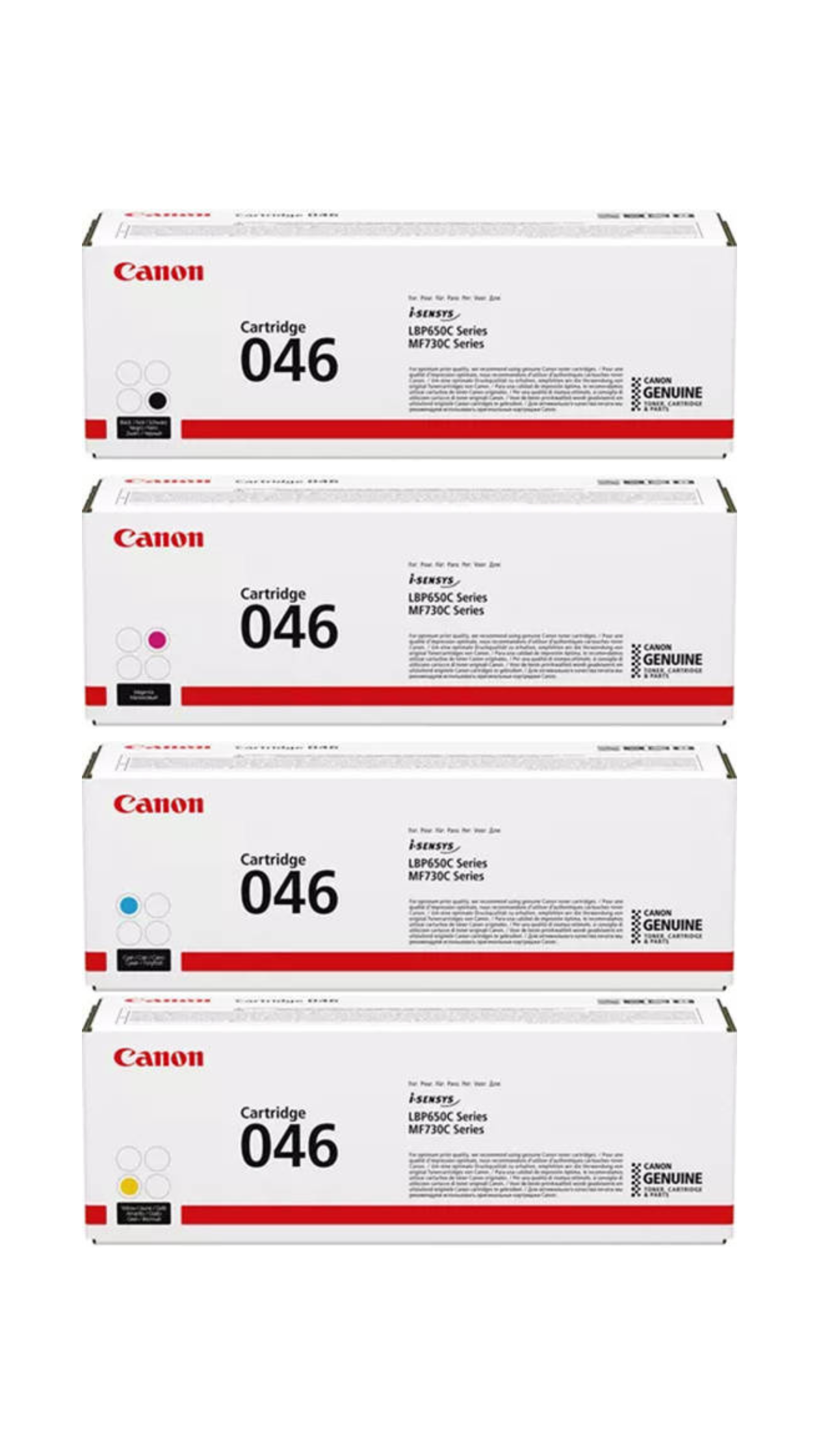 Canon Original 046 Toner Cartridges - Black, Cyan, Magenta, Yellow