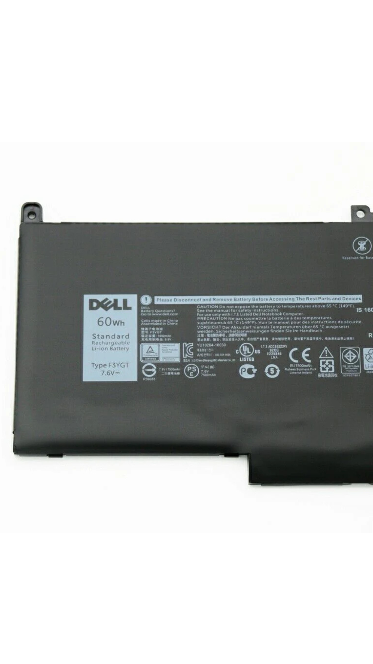 New Genuine F3YGT Dell Latitude 7480, E7480 60Wh 7.6V Laptop Battery