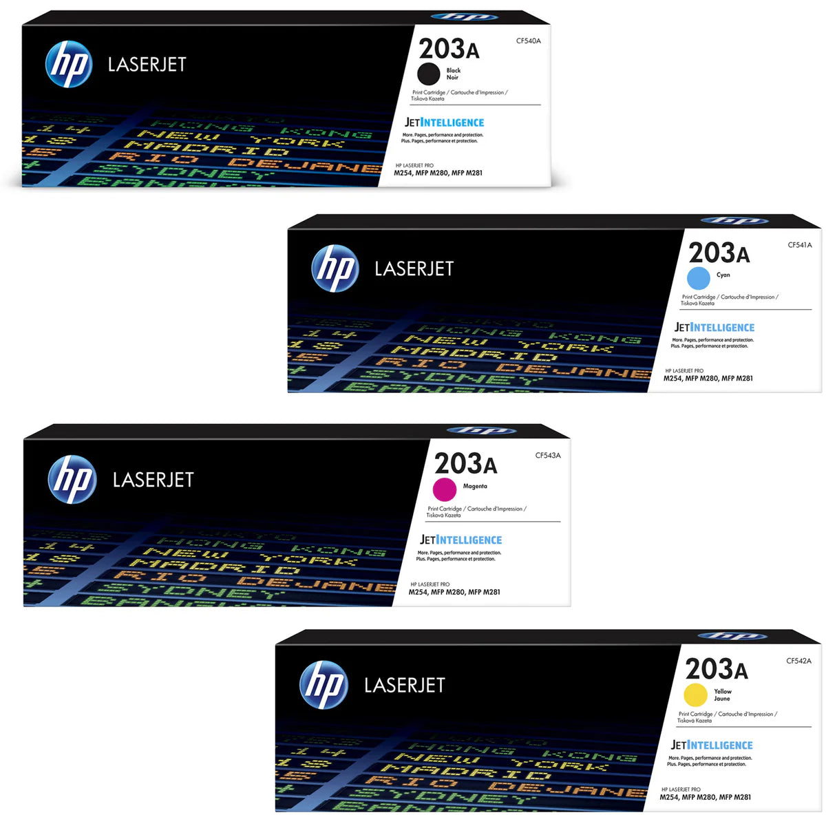 HP 203A Toner Cartridge Multipack (B/C/M/Y), HP Laser Jet Pro MFP M281fdw toner CF540A