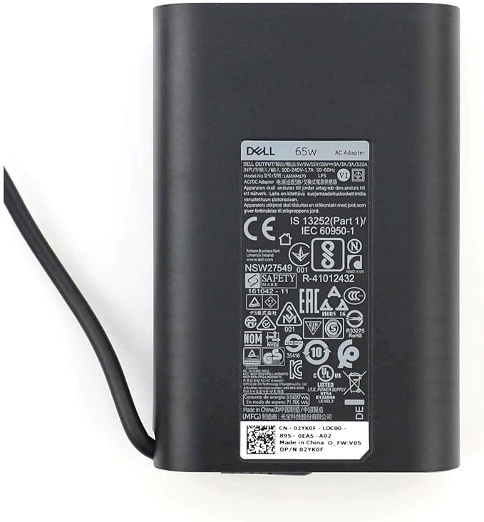 Dell Laptop Charger 65W AC Power Adapter With Type c Tip Include Cord For Xps12